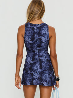 Vivre Mini Dress Navy Paisley