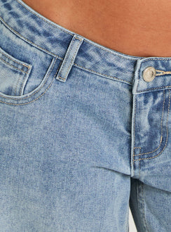 Picco Ultratiefe Weite Jeans Hellblau Waschung