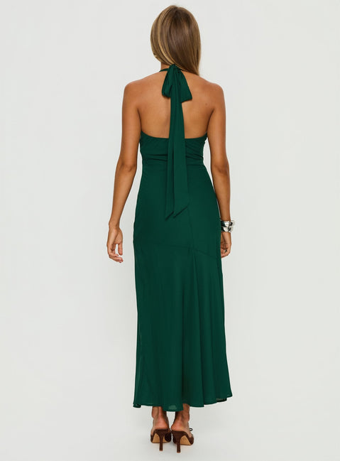 Luannie Halter Scarf Tie Maxi Dress Emerald | Princess Polly Luannie Halter Scarf Tie Maxi Dress Emerald | Princess Polly