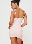 back view of model wearing Princess Polly Noemie Pointelle Mini Dress Pink V-Neck 