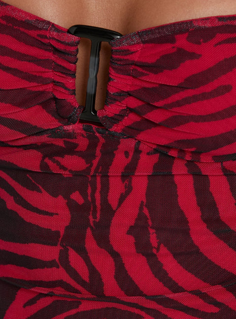 Cielo Mesh Neckholder-Top Rotes Zebra