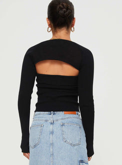 product Princess Polly Full Sleeves Square Neck  Siillato Knit Top Black