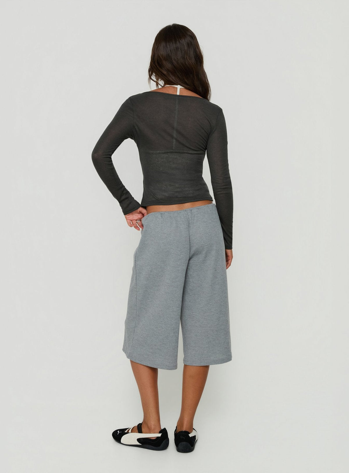 Lyrra Waffle Jersey Jorts Grey