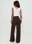 back view of model wearing Princess Polly Ambient Wide Leg Pant Chocolate High Waisted Pants 