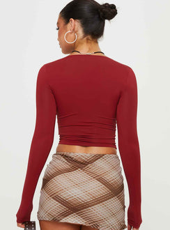 product Princess Polly Full Sleeves Scoop Neck  Candyce Long Sleeve Top Burgundy