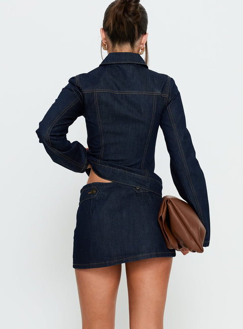 Cristen Cadet Denim Mini Skirt Indigo