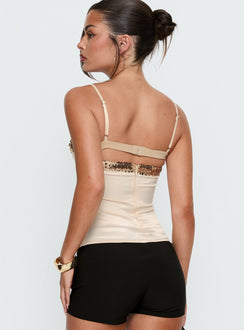 Myrah Layered Sequin Top Cream