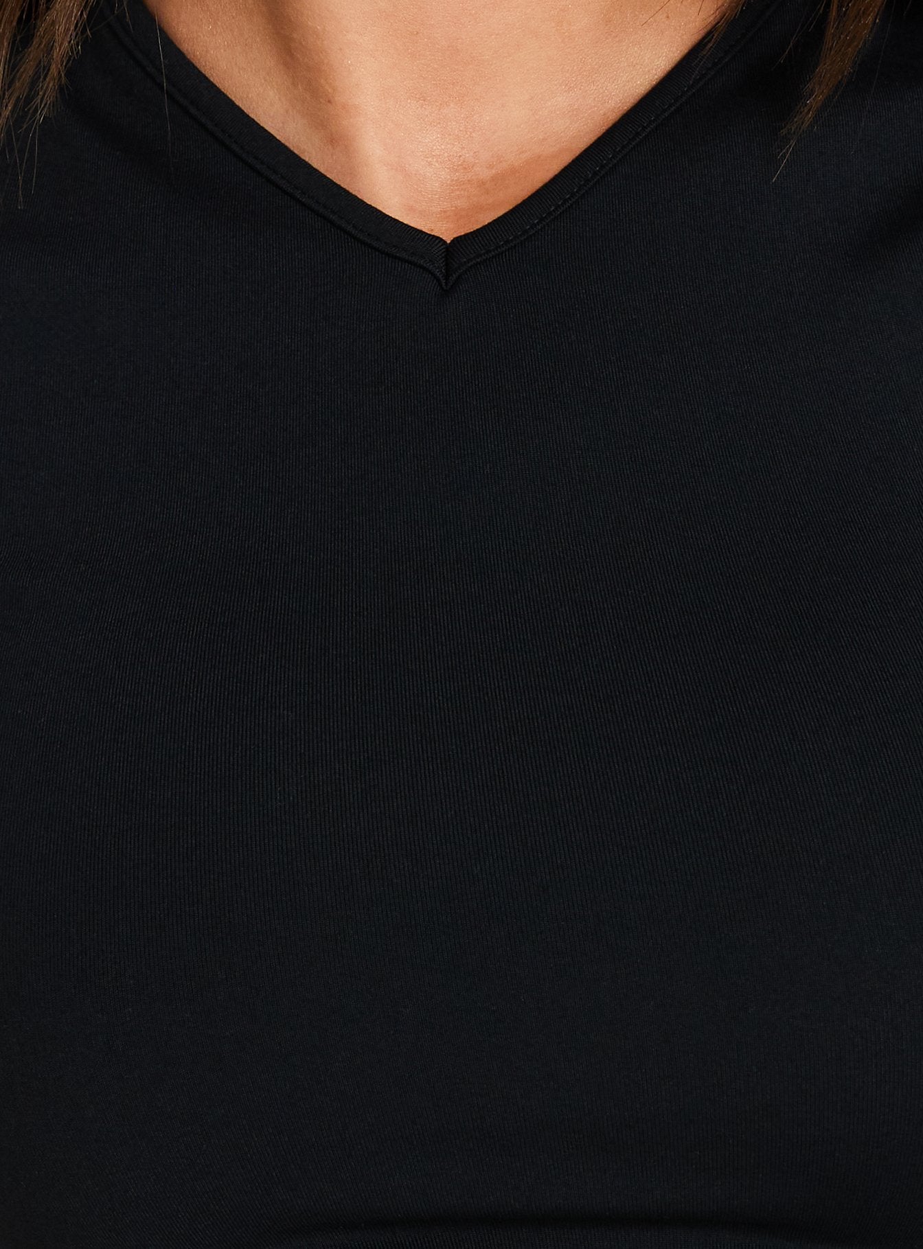 Daily Define High V-Ausschnitt Kurzarm-Top Schwarz