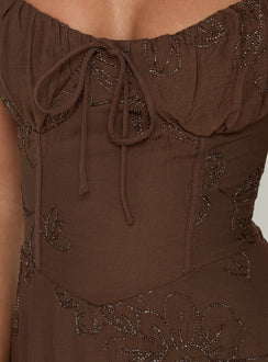 Maxikleid "Members Only" Braun Kariert