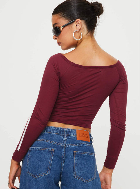 product Princess Polly Full Sleeves Square Neck  Gavya Top Adrenalin Red / White