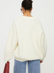 back view of model wearing Princess Polly Jem Oversized Sweater Cream Long 