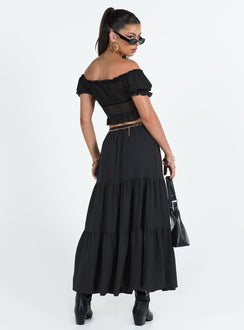 Front view of model wearing  front Hale Midi Skirt Black Princess Polly  Midi Skirts 