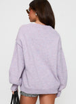 back view of model wearing Princess Polly Ryanna Sweater Lilac Long 