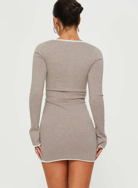 product Princess Polly Square Neck  Rutter Long Sleeve Mini Dress Grey