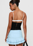 back view of model wearing Princess Polly Renaissance Corset Lace Top Black / White Sleeveless Scoop Neck 