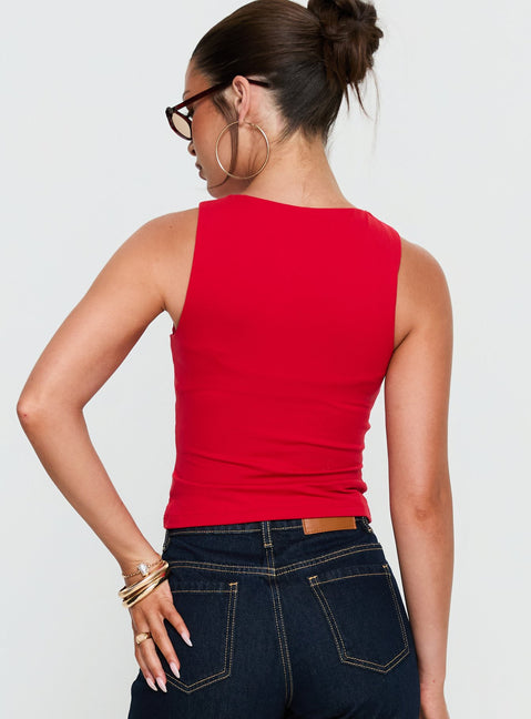 Georgetta Bust Detail Cami Top Red