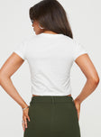 back view of model wearing Princess Polly Arri Top White Half Sleeves Asymmetric Neckline 