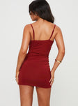 product Princess Polly Asymmetric Neckline  Sampson Mini Dress Burgundy