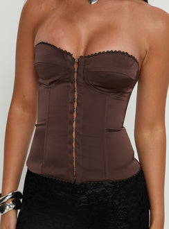 Jazzy Strapless Corset Top Chocolate