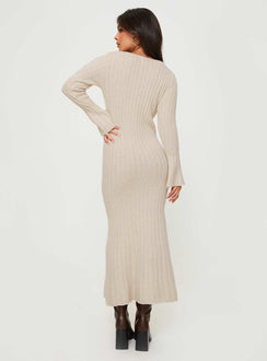 product Princess Polly High Neck  Larne Long Sleeve Maxi Dress Beige