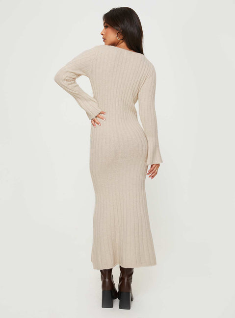 product Princess Polly High Neck  Larne Long Sleeve Maxi Dress Beige