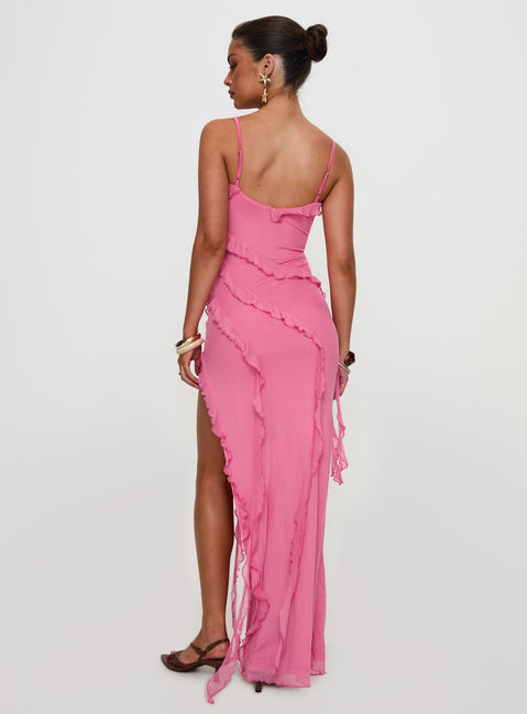 Valerian Frill Maxi Dress Pink