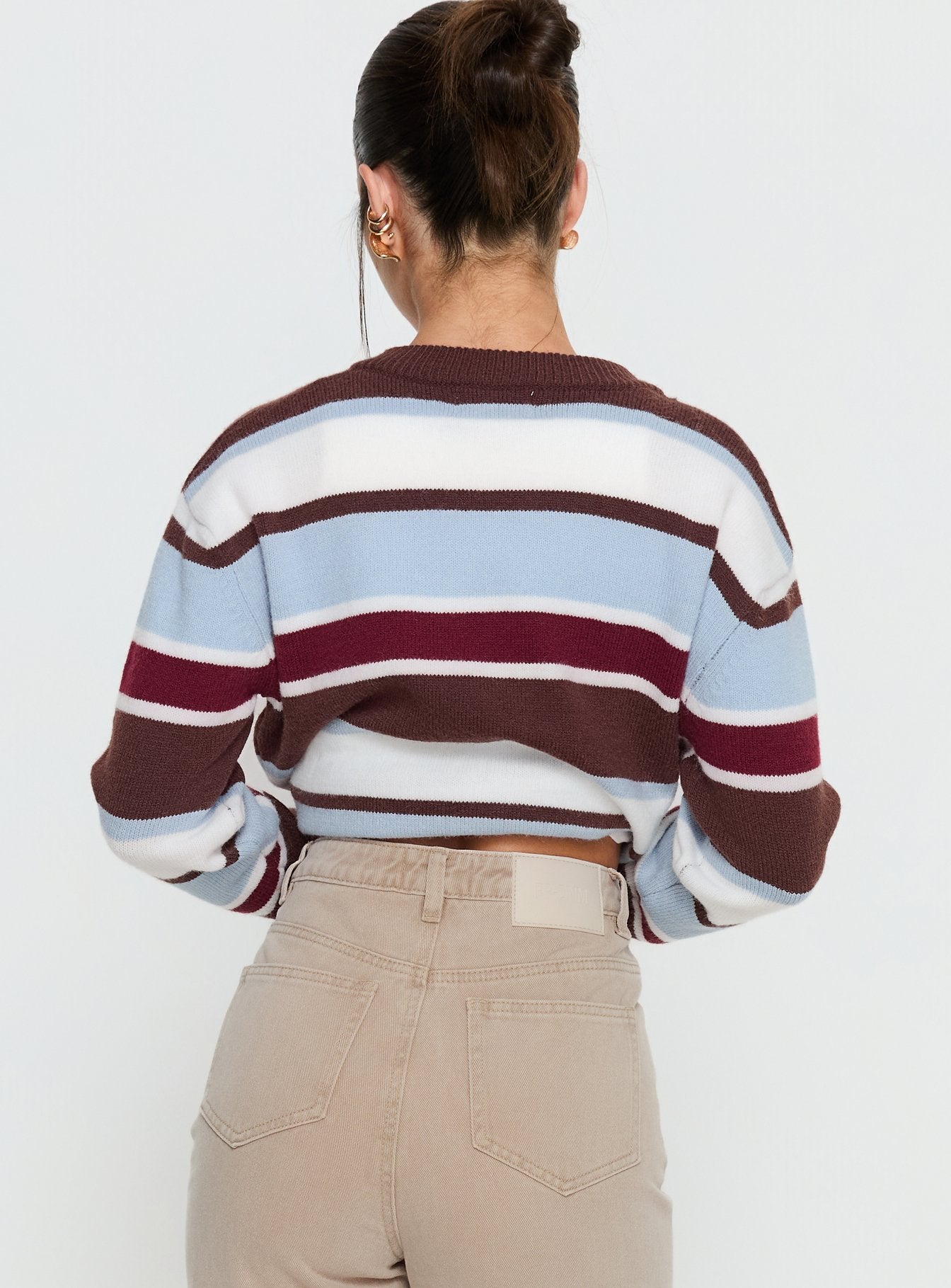 Soline Knit Cardigan Blue / Brown Stripe