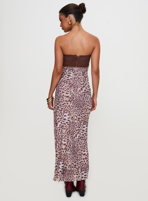 Raidein Strapless Maxi Dress Leopard