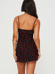 Mini dress Floral print, sweetheart neckline, lace & ribbon detail, adjustable shoulder straps