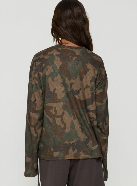 Arlla Waffeljersey Langarmshirt Camo