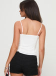 back view of model wearing Princess Polly Thatcher Top White Sleeveless straight 