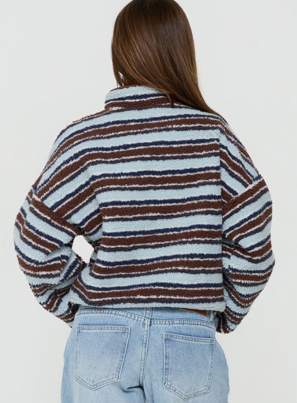 Quinee Polar Fleece Jumper Brown / Blue Multi