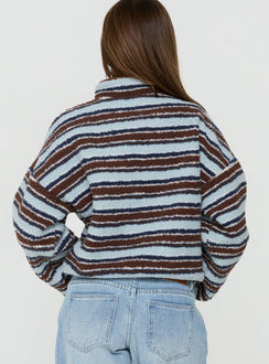 Quinee Polar Fleece Jumper Brown / Blue Multi