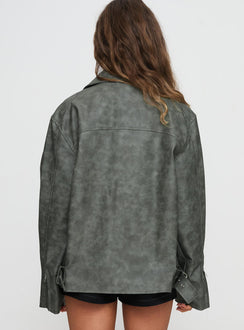 Kings Court Faux Leather Jacket Green