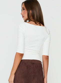 Daily Define Boatneck 3/4 Arm Oberteil Weiß