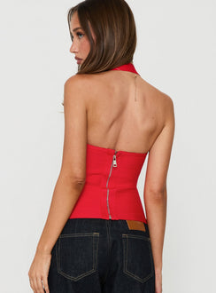 Sefina Neckholder-Top mit Bandage, Rot