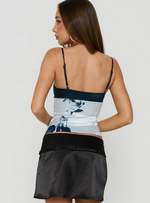 Cecilah Structured Cami Top Blue Floral