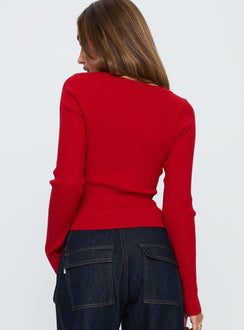 Sorenna Long Sleeve Top Red