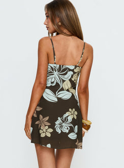 Jaye Mini Dress Brown / Blue Floral