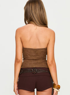 Hotter Than Fire Lace Halter Top Chocolate