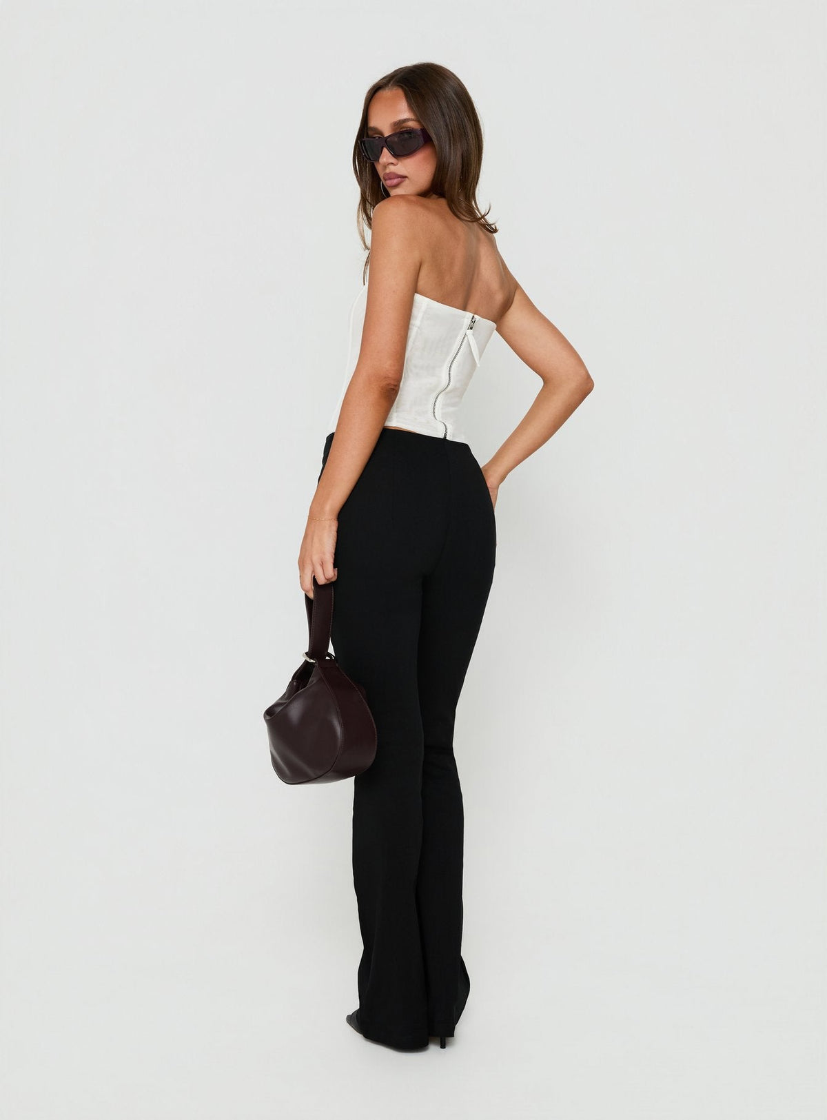 Zeni V Waist Bootleg Trousers Black