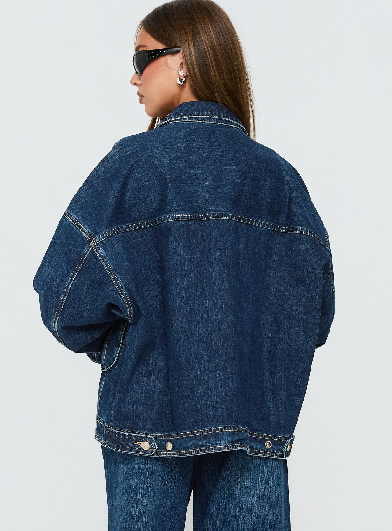 Kier Oversized Jeansjacke Dunkelblauer Waschung