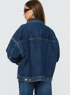 Kier Oversized Jeansjacke Dunkelblauer Waschung