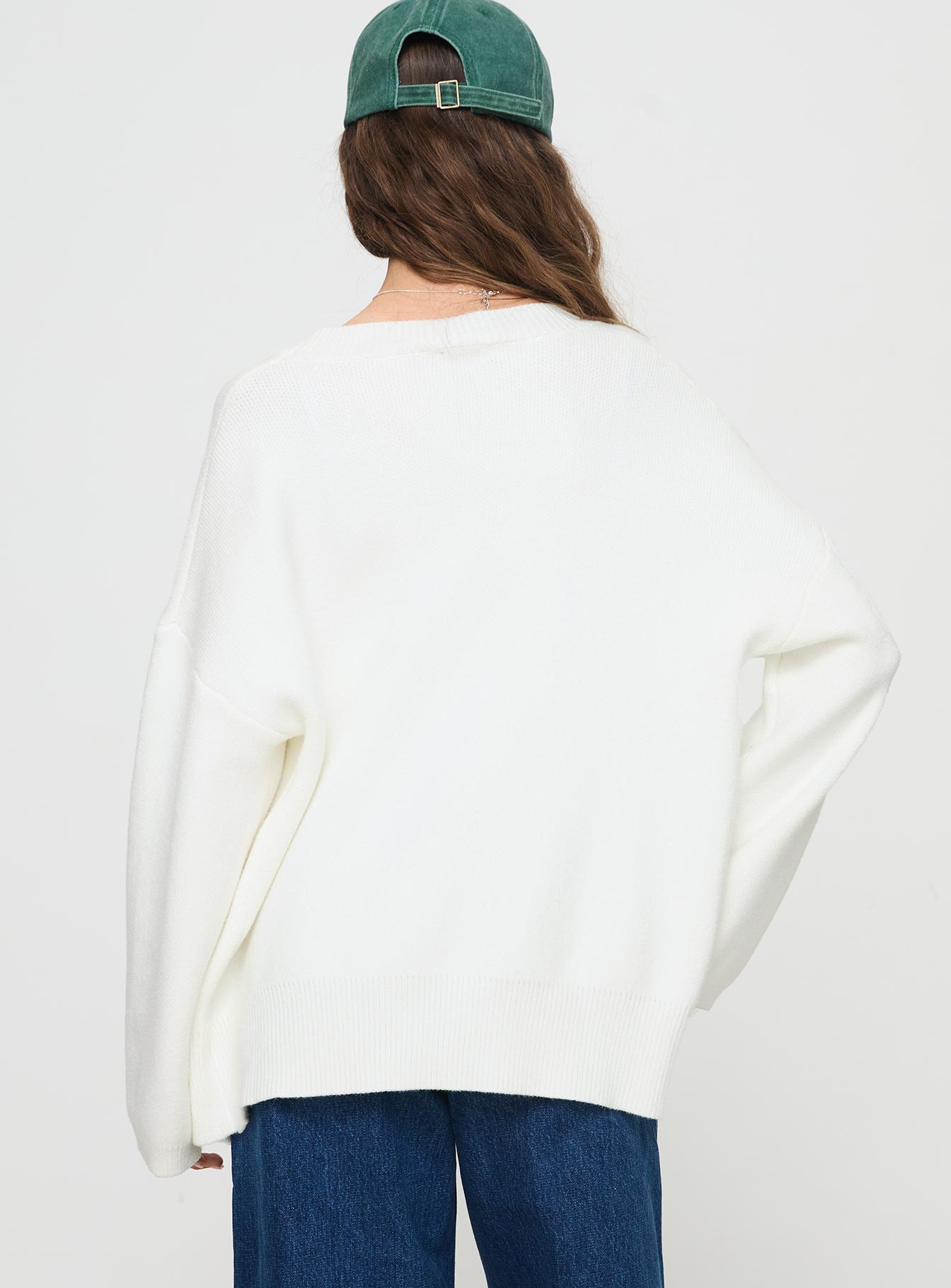 back view of model wearing Princess Polly Burke Cardigan White Long 
