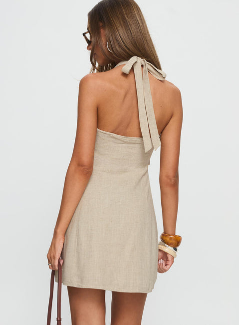 Florelli Halter Mini Dress Oat