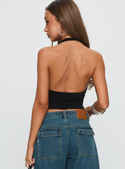 Where Were You Cowl Neck Top Black