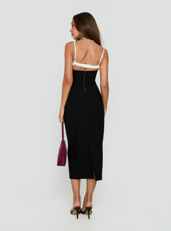Renaissance Corset Lace Midi Dress Black / White