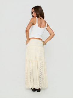 Odiana Lace Tiered Maxi Skirt Cream