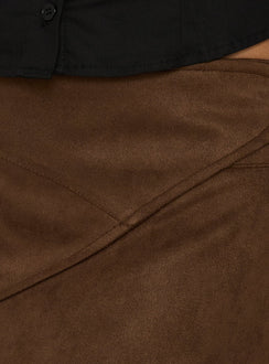 Nyssa Faux Suede Mini Skirt Brown