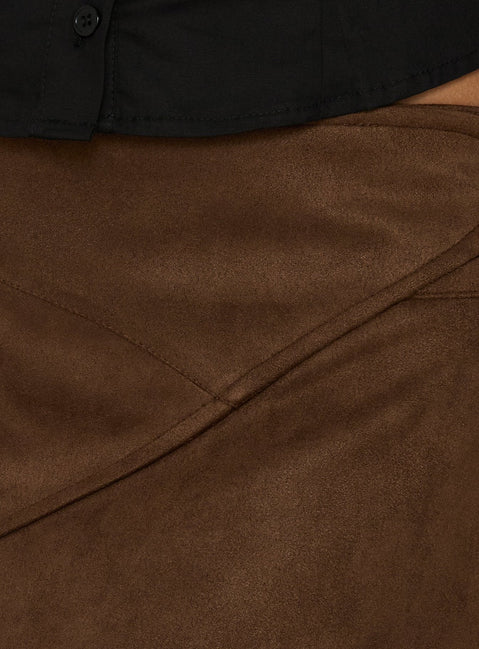 Nyssa Faux Suede Mini Skirt Brown